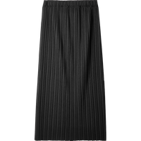 尚都比拉压褶开叉直筒半身裙中长款松紧腰百搭显瘦裙子