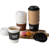 云蕾 咖啡杯 一次性加厚防烫外卖带盖热饮杯 400ML*20套