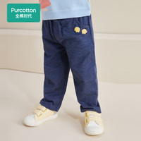 全棉时代 2022秋婴幼童仿牛仔针织长裤休闲裤宽松女童裤子（无货） 深蓝牛仔 100cm