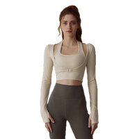 生活秀（Livex）长袖t恤运动瑜伽服假两件速干跑步训练紧身上衣健身女