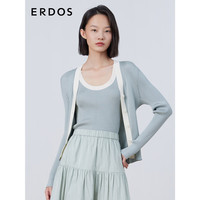ERDOS 春夏桑蚕丝V领抽条长袖女针织开衫