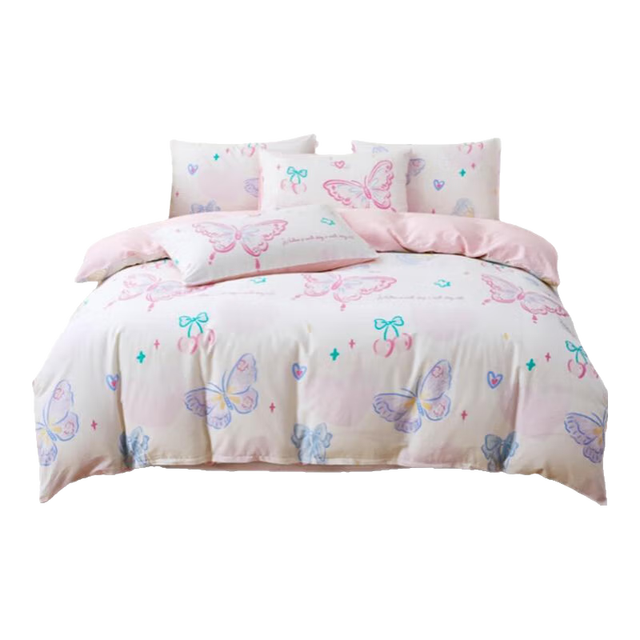 泰嗨 新疆长绒棉印花纯棉床单被罩床品套件 彩蝶飞舞 1.5/1.8米床单款 被套200*230cm