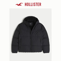 HOLLISTER 24冬季款保暖人造毛皮内衬厚棉服外套男装KI332-4122 黑色