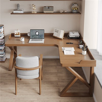 匹锋全实木卧室转角书桌家用双人电脑桌定制拐角桌子L型办公桌工作台