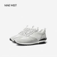 NINE WEST 休闲运动鞋男秋冬款拼色时尚百搭跑步鞋NA278003RC 白/灰 42