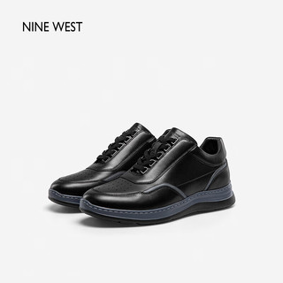 NINE WEST 休闲鞋舒适轻便透气运动鞋牛皮平底男皮鞋NA279003CC黑色39