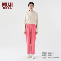 MUJI IDEE 男女通用棉麻提花锥形裤 无性别男款女款 休闲裤GAC74C3A 玫粉色 L（175/80A）