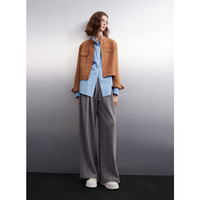 三彩2024秋季休闲长裤抽绳高腰糯米裤阔腿裤运动裤宽松 深邃灰 XL (170/76A/)