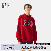 Gap 男女装2025春季新款贴布绣logo连帽衫卫衣多色上衣美版868460 红色 M 美码 L亚洲码180/96A