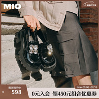 米奥（鞋） MIO [赵露思同款]米奥新款甜酷女鞋中跟乐福鞋厚底一脚蹬单鞋 黑色 36