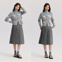 森马 Semir半身裙女仿毛呢裙子24冬A字百褶裙遮胯显瘦109724120001 XL