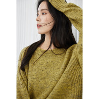 对白浪漫复古星空绒圆领套头毛衣女2024年秋冬宽松羊毛针织衫 麦黄色 M 麦黄色（8月26日）