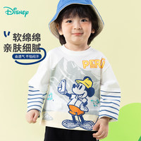 迪士尼宝宝春季童装男女儿童时尚休闲透气百搭儿童长袖T恤 ZD1ES021本白 140