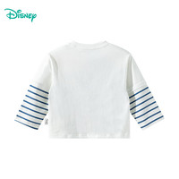 迪士尼宝宝春季童装男女儿童时尚休闲透气百搭儿童长袖T恤 ZD1ES021本白 110