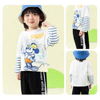 迪士尼宝宝春季童装男女儿童时尚休闲透气百搭儿童长袖T恤 ZD1ES021本白 100