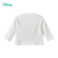 迪士尼宝宝春季童装男女儿童时尚休闲透气百搭儿童长袖T恤 ZD1ES010本白 100