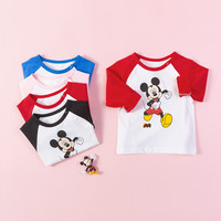 迪士尼宝宝春季童装男女儿童时尚休闲透气百搭儿童长袖T恤 211S1483大红 90