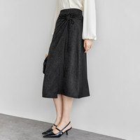 尚都比拉国风新中式半身裙女新春时尚开衩裙摆复古印花A字裙