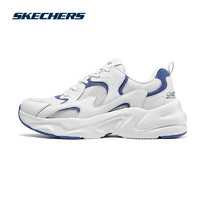 斯凯奇（Skechers）踏浪丨男女同款老爹鞋2024年秋季透气小白鞋透气休闲学院风运动鞋 浅灰色/蓝色/LGBL（男款） 39.5