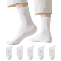 猫人5双男士袜子男秋冬纯棉100%中筒袜男防臭抑菌休闲运动男袜
