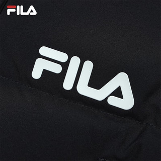 FILA 斐乐女士长款羽绒服2024冬季休闲舒适保暖上衣连帽外套 正黑色-BK XL 175/92A