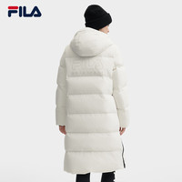 FILA 斐乐女士长款羽绒服2024冬季休闲舒适保暖上衣连帽外套 云菇白-WT 3XL 185/100A
