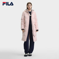 FILA 斐乐女士长款羽绒服2024冬季休闲舒适保暖上衣连帽外套 莲花粉-PK 3XL 185/100A