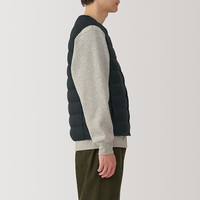 无印良品（無印良品 MUJI） 男式 轻量羽绒便携式 背心 马甲 马夹 保暖易收纳 24年冬 黑色 L 175/100A