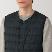 无印良品（無印良品 MUJI） 男式 轻量羽绒便携式 背心 马甲 马夹 保暖易收纳 24年冬 黑色 S 165/84A