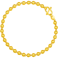 周六福 ZHOU LIU FU（ZLF）         黄金手链女足金999光面圆珠手链 计价 16cm - 4.84g