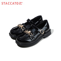 思加图童鞋女童乐福鞋春秋季小女孩软底黑皮鞋儿童公主鞋中大童返校单鞋 O97439