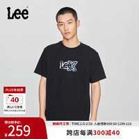 Lee25早春新品舒适版圆领炫色Logo印花男短袖T恤潮流LMT0098184LE 黑色 S