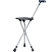 贝稳拐杖凳拐杖椅拐棍凳老人防滑三脚带凳座椅灯光照明折叠伸缩按摩凳