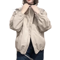 皮尔卡丹2025春秋冬季女士短外套洋气宽松加绒短款小个子上衣夹克女装 卡其米 M (90-105斤拍) M(90-105斤拍)