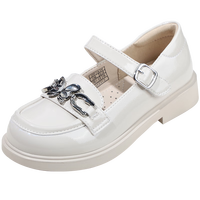 思加图童鞋女童乐福鞋春秋季小女孩软底黑皮鞋儿童公主鞋中大童返校单鞋 O97439米色 28