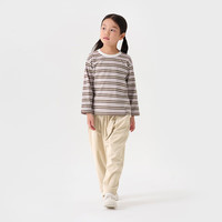 無印良品 MUJI（無印良品 ） 大童 天竺织条纹长袖T恤 童装打底衫儿童男童女童CB10CC4A 烟灰紫色条纹 110/56A