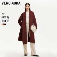 VERO MODA VEROMODA 毛呢大衣2024早秋新款双面呢纯羊毛大翻领插肩收腰大衣324327035