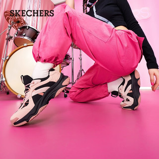 斯凯奇（Skechers）女鞋春季漫月鞋厚底老爹鞋复古运动休闲鞋177590 粉红色/黑色/PKBK 38