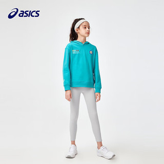 asics/亚瑟士童装2025年春季男女儿童舒弹保型连帽卫衣百搭帽衫 300绿色 160