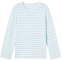 对白【杜鹃同款】条纹圆领针织衫罩衫女2025春季慵懒宽松毛衣 蓝白细条 L