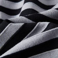 对白【杜鹃同款】条纹圆领针织衫罩衫女2025春季慵懒宽松毛衣 黑灰细条 L