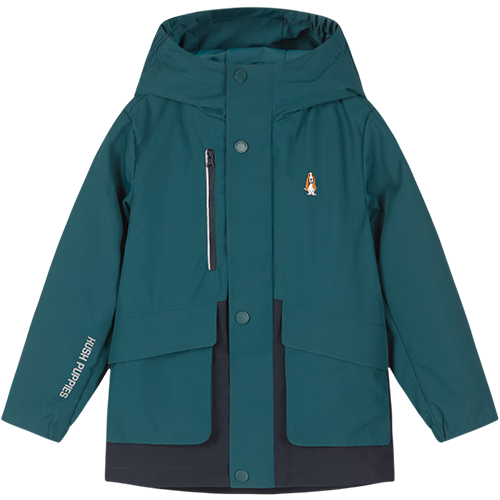 PLUS会员：暇步士 儿童三防外套秋季男女童户外运动连帽风衣夹克 幻夜绿 130