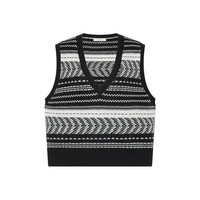 美洋（MEIYANG）胶片电影背心 绵羊毛提花针织V领百搭叠穿马甲R 黑色 S