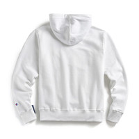 美版 Champion连帽套头印花卫衣女薄绒外套男潮牌加绒帽衫秋冬款 白色 M码美版尺码偏大客服尺码