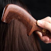 天然檀木梳子女家用静电木梳子桃木檀木头脱发梳直发卷发梳子男防