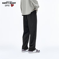 查尔斯桃心美式百搭潮流裤子春秋季宽松直筒休闲纽扣抽绳阔腿长裤子男女同款   黑色 3XL