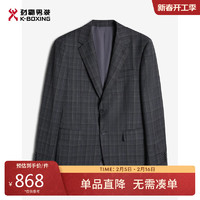 劲霸男装 复古格子羊毛商务套西服|BSFT3313 深灰 54/3XL