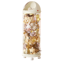 聚可爱娃娃收纳神器拉链款毛绒玩偶收纳桶儿童公仔玩具透明容量整理筒 -cm拉链宇航员款带轮