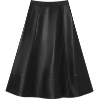 对白气质显瘦A字半身裙女2024年秋冬设计感通勤百搭PU皮伞裙 静谧黑 S