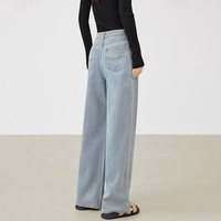 对白复古浅色窄版直筒牛仔裤女2025春装慵懒显瘦宽松休闲长裤 牛仔浅蓝 28